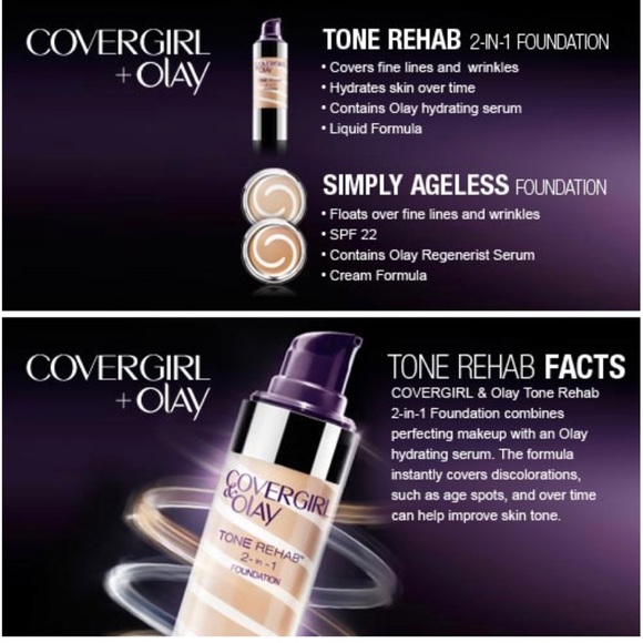 ⚜️3/$25⚜️ ✨🌺 NWT COVERGIRL&OLAY TONE REHAB FOUNDATION🌺✨157 GOLDEN TAN🌺✨ - Picture 5 of 5